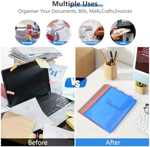 Uquelic Document Organizer, Soft PVC 3 Ring Binder with 12 Pockets - Image 6