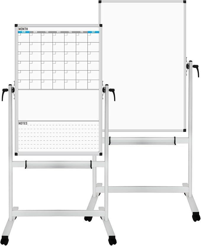XBoard Rolling Moblie Whiteboard, 44x30 inches Double Sided Magnetic Dry Erase by XBoard