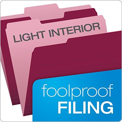 Pendaflex Two-Tone Color File Folders, Letter Size, 1/3 Cut, Burgundy, 100 Per Box (152 1/3 BUR)(Pack of 5) - Image 3