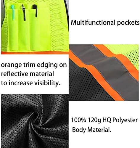 Safety Vest Customize Logo with 5 Pockets & Zipper Reflective High Visibility Vest Class 2 Outdoor Workwear - Image 3