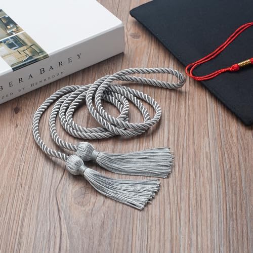 Silver Graduation Cord, Graduation Honor Cords for Class of 2026, Rayon Braided Grad Cord with Tassels, 68" Long Polyester Yarn Honor Ropes for Bachelor, Master, Doctoral - Image 4