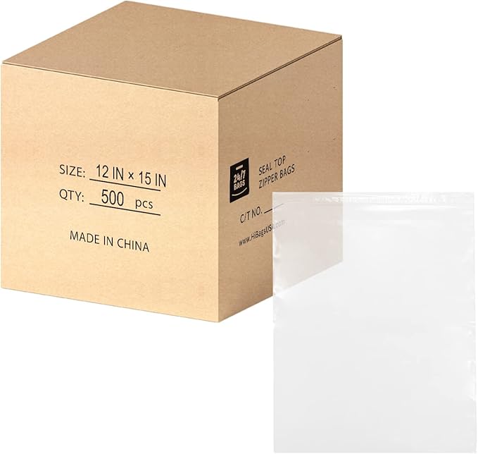12" X 15" 2 Mil Clear Reclosable Zip Plastic Poly Bags by 247BAGS