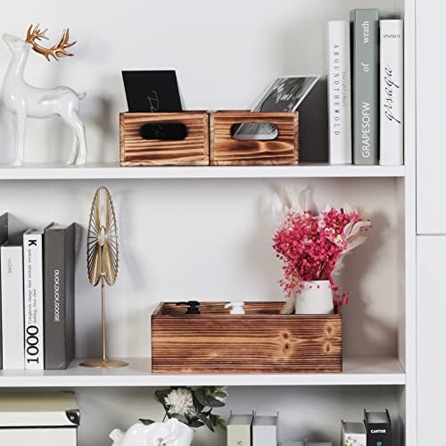 Wooden Crates for Display,Decorative Box Rustic,Rectangle Baskets Container - Image 6