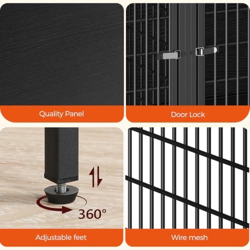 MAHANCRIS Dog Crate Furniture for 2 Dogs, 43.3" Dog Kennel with Removable Divider, Heavy Sturdy Dog Furniture Style Double Cage for Small Medium Dog, Indoor Pet House End Table, Black DCBK1201 - Image 6