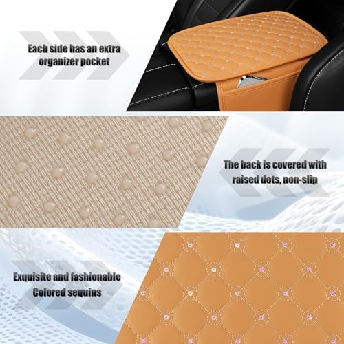 SINGARO Center Console Arm Rest Cover for Car, Middle Console Armrest Storage Box Cover, Interior Car Accessories for Women and Man Gifts Interior Sets (Orange) - Image 4