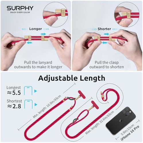 SURPHY Phone Lanyard Crossbody, Phone Strap Crossbody with 2 Tether Tabs - Image 6