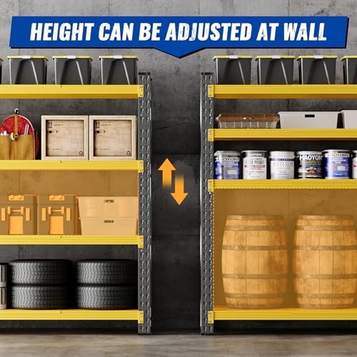 BYNSOE 78.8" W Storage Shelves 7000lbs Garage Metal Shelving Heavy Duty Garage Shelves Adjustable Storage Shelves for Industrial, Factory, (White, 78.8" W X 24" D X 78.8" H) - Image 4