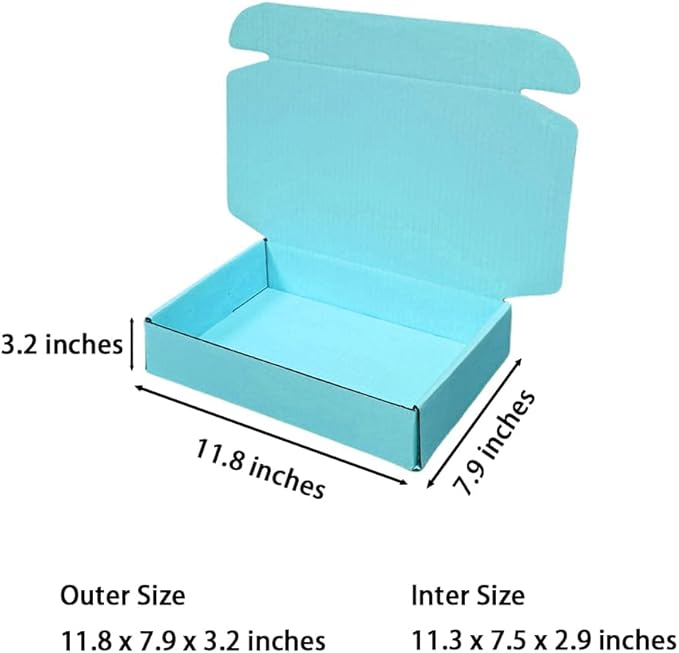 10 Pcs 11.8 x 7.9 x 3.2 inches Corrugated Cardboard Gift Boxes Recyclable - Image 2