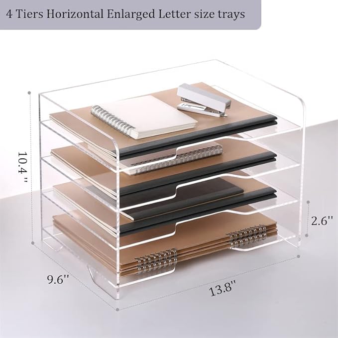 Acrylic Desk Organizer, 4 Tier Paper Tray, Office Accessories - Image 8