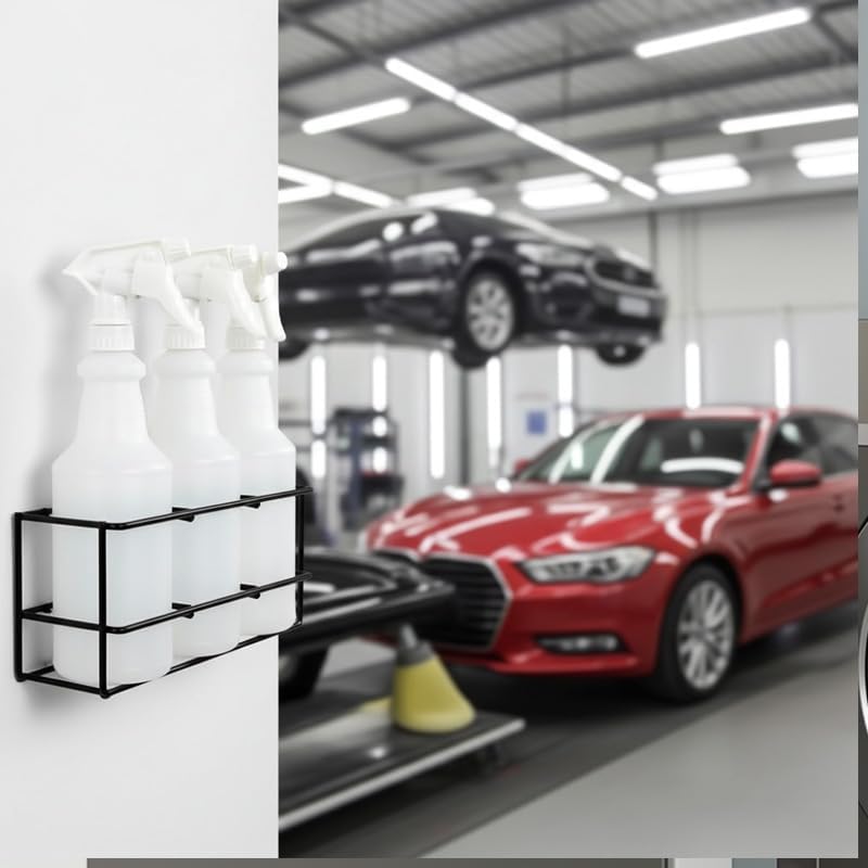 Up to Three 32 oz Spray Bottle Rack – Wall Mount Organizer | Heavy Duty Metal Holder for Cleaning, Chemical, or Detailing Bottles | Safe & Space-Saving Storage for Garage, Shop, or Janitorial - Image 3