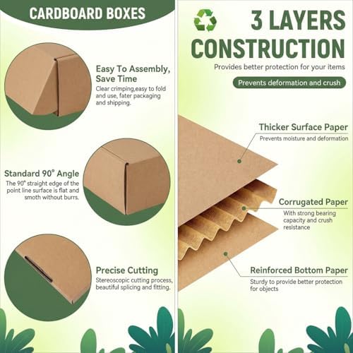 13x10x2 Cardboard Shipping Boxes Set of 20, Brown - Image 2