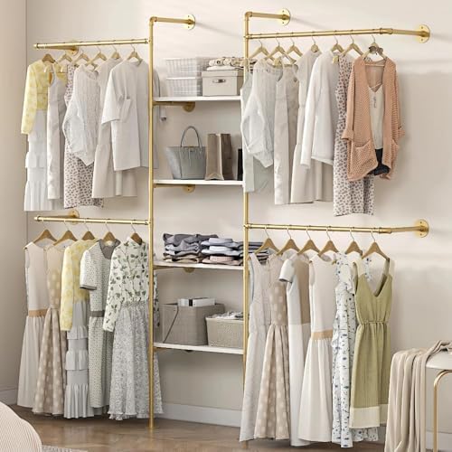 Industrial Pipe Clothing Rack with Shelves by DABILONGC