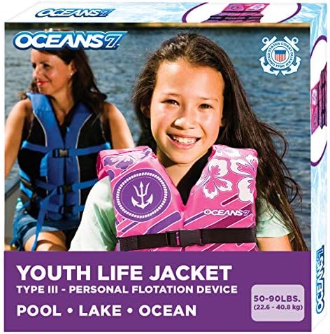 Aqua Oceans 7 Life Jacket for Kids - US Coast Guard Approved Life Vest for Infant, Child & Youth Boys and Girls, Open-Side PFD for Boating, Swimming & Water Sports by Aqua+LEISURE