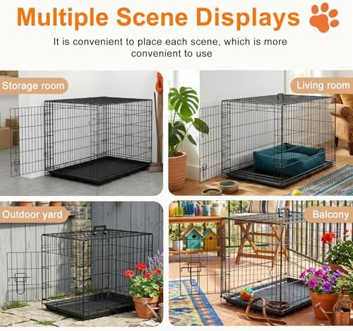 FDW | 48" Foldable Metal Dog Crate | Black | Cage for XL Dogs - Image 6