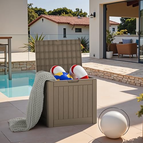 JUMMICO 42 Gallon Resin Deck Box Waterproof Outdoor Storage Box - Image 7