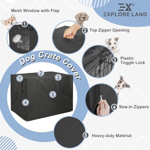 Explore Land Dog Crate Cover, 48 inches, Black - Image 3