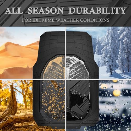 CAR PASS Heavy Duty Rubber Car Mats, Deep-Dish 2-Piece Car Floor Mats Front Only, All Weather Protection Universal Trim-to-Fit for SUVs Trucks Sedans, Waterproof Anti-Slip, Black - Image 3