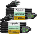 Adoreen Outdoor Power Extension Cord 25 Ft/2 Pack, 3 Prong 16 AWG Grounded Wire Heavy Duty Weatherproof Electric Cable for Indoor Christmas Light Lamp, 13A 125V 1625W, SJTW-ETL- Black with Green by Adoreen