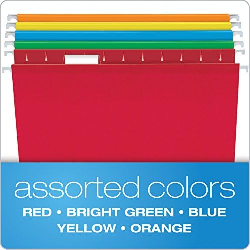 Pendaflex Hanging File Folders, Letter Size (8.5" x 11"), Assorted Colors: Green, Blue, Red, Yellow, Orange, 5 Tab Positions, Reinforced, Includes Tabs and Inserts, Durable, 25 Count (Pack of 2) - Image 3