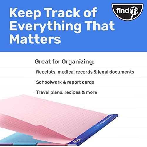 Find It File Folder Notepad, 12-Ct 3rd-Cut Tab Organizer Folders, Pastel - Image 5