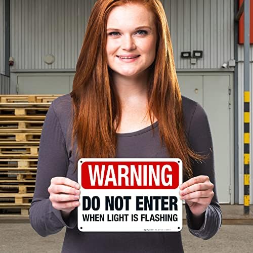 Warning Do Not Enter When Light is Flashing Sign, - Image 2