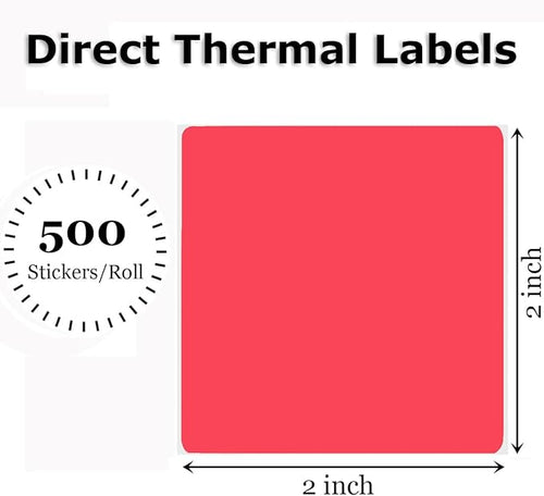 2" x 2" Thermal Labels Stickers Red, Square Thermal Shipping Stickers - Image 2