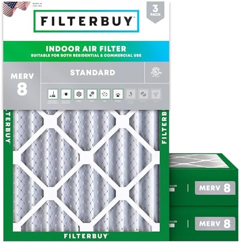 Filterbuy 18x20x4 Air Filter MERV 8 Dust & Allergy Defense (3-Pack) by Filterbuy