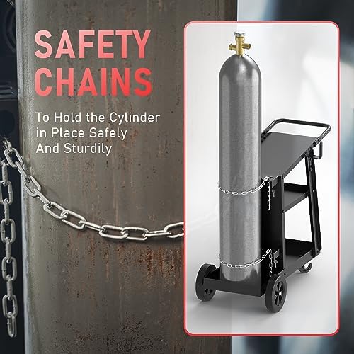 YESWELDER 3-Tier Welding Cart, Tilted Platform and 360° Rolling - Image 7