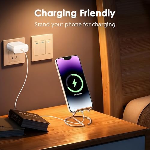 Metal Cell Phone Stand for Desk, Cute One-Piece Phone Holder, Stable Desktop Display Dock for iPhone, iPad, Samsung, Tablets & All Mobile Phones, Rose Gold&Rose Gold - Image 4