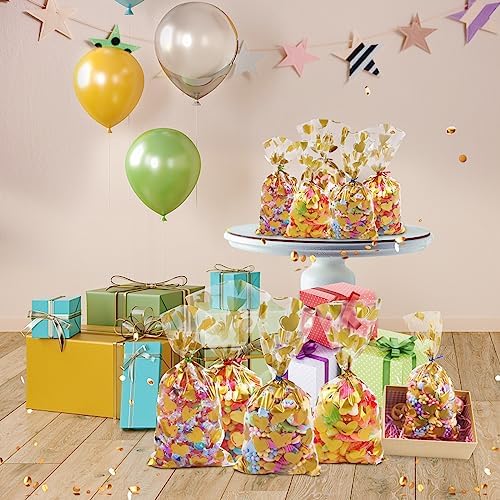 COQOFA 100Pcs 5X11IN Gold Heart Cello Cellophane Treat Bags for Party Favors, Candy, Cookies - Clear Plastic Poly Storage With Twist Ties for Baby Shower, Valentine, Birthday - Image 6