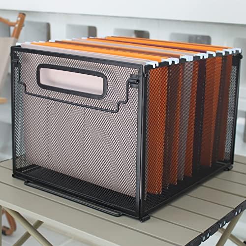 SETTFRFE 2 Pack File Organizer,Metal File Crates for Hanging Folders,Black - Image 2