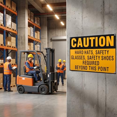 2 PCS Hard Hats Safety Glasses Safety Shoes Required Sign - Image 5