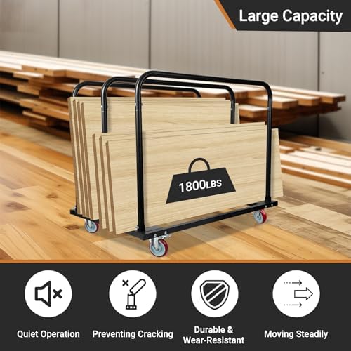 Steel Panel Truck, Drywall Cart w/ 5” PU Swivel Wheels - Image 3