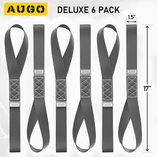 AUGO Heavy Duty Soft Loops –Pack of 6-1.5” x 17” Tie Down Anchor Straps for Use w/Ratchet Strap Hooks – 3000Lb Load Capacity & 10,000Lb Break Strength – Great for Motorcycle, Bike, Roof Rack, Etc. - Image 4