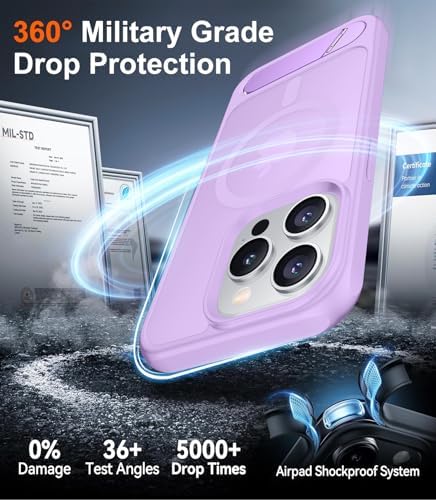 Temdan Magnetic Compatible with iPhone 15 Pro Case, [Built-in Invisible Kickstand][Compatible with MagSafe][Military Grade Shockproof] Slim Translucent Matte Phone Case for iPhone 15 Pro 6.1" - Image 5
