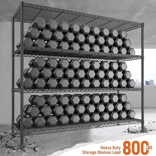 REIBII 4-Tier Storage Shelves 45.3''W Wire Shelving Unit for Pantry Garage (Pack of 2) - Image 5