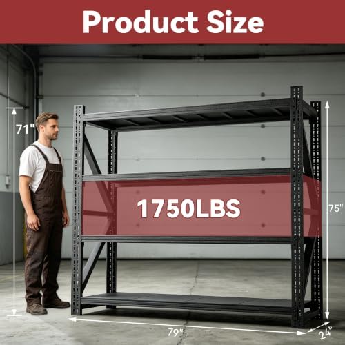 SAWJEC 7000LBS Heavy Duty Garage Shelving, 79" W Metal Storage Shelves - Image 2