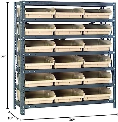 Quantum Storage Systems 1839-110IV Steel Shelving Unit with 4' Shelf Bins, 18' D x 36' W x 39' H, Ivory - Image 2