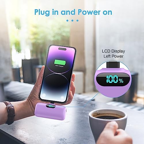 Mini Portable Charger USB C Power Bank,Upgraded 5000mAh PD Fast Charging Battery Pack Built-in USB-C Connector Travel Essential for iPhone17/17Pro/17Pro Max/Air/16 Plus/16Pro Max/15 Series,Android etc - Image 5
