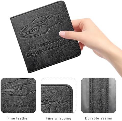 Ziciner Car Registration and Insurance Holder, Auto Card Document Glove Box Organizer with Magnetic Closure, Universal Vehicle Interior Accessories for Cars SUVs (Black-Small) - Image 3