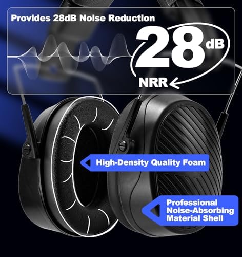 PROHEAR 038 Ear Protection Safety Earmuffs for Mowing, 28dB Noise Reduction Passive Hearing Protector, Compact Foldable Headset for Shooting Construction Power Tools, Black - Image 4