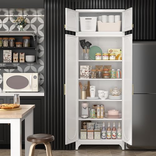 SteeLoong 90"Metal Pantry Storage Cabinet with Doors & 4 Adjustable Shelves - Image 3