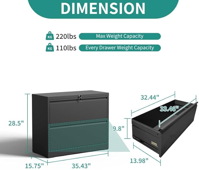 2 Drawer Lateral File Cabinet - Image 3