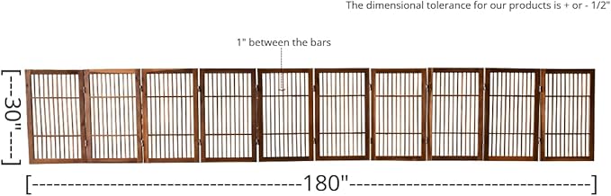 Pet Dog Gate Strong and Durable Freestanding Folding Acacia Hardwood Portable - Image 3