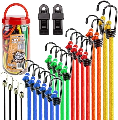 CARTMAN 22-Piece Bungee Cord Assortment with Metal Hooks by CARTMAN