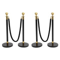 4Pcs Velvet Ropes and Stanchion Post, Stainless Steel Stanchions Posts by Unknown