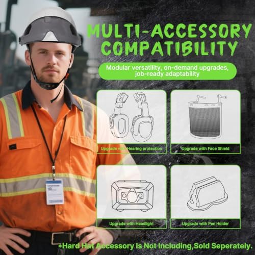 Aolamegs Construction Hard Hat with Visor and Chin Strap for Men,ANSI Z89.1 - Image 6