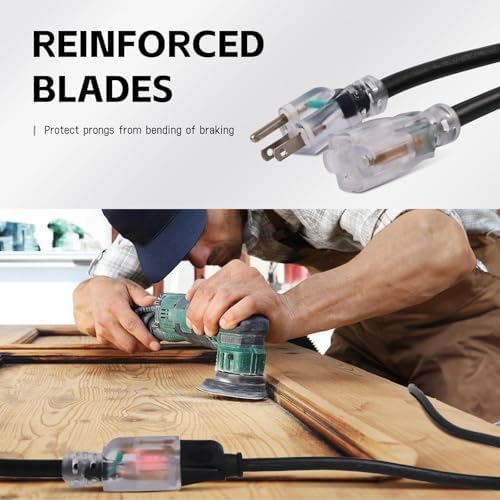 EP 25 Ft 12/3 SJTW Lighted Outdoor Extension Cord, Black - Image 4