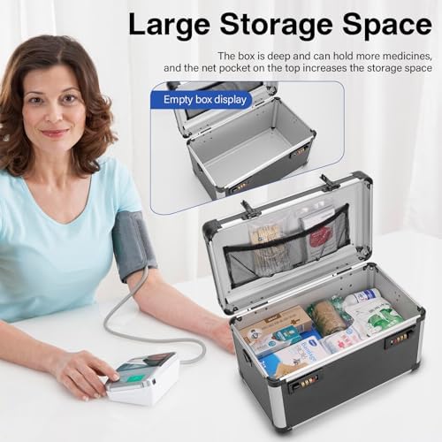 Medicine Lock Box with Combination Lock - 15 x 8.7 x 9.4 Inches - First Aid Safe Medication Storage Box, Medications and Personal Items, Safe Boxes for Home and Outdoor - Tactical Black - Image 6