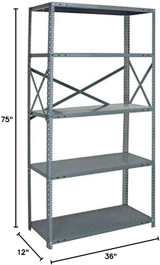 Quantum Storage Systems 75-1236-5 IRONMAN Solid Heavy Duty 5 Shelves 75" H x 36" W x 12" D - Image 2